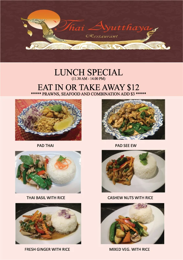Menu, Lakeside Thai Cuisine