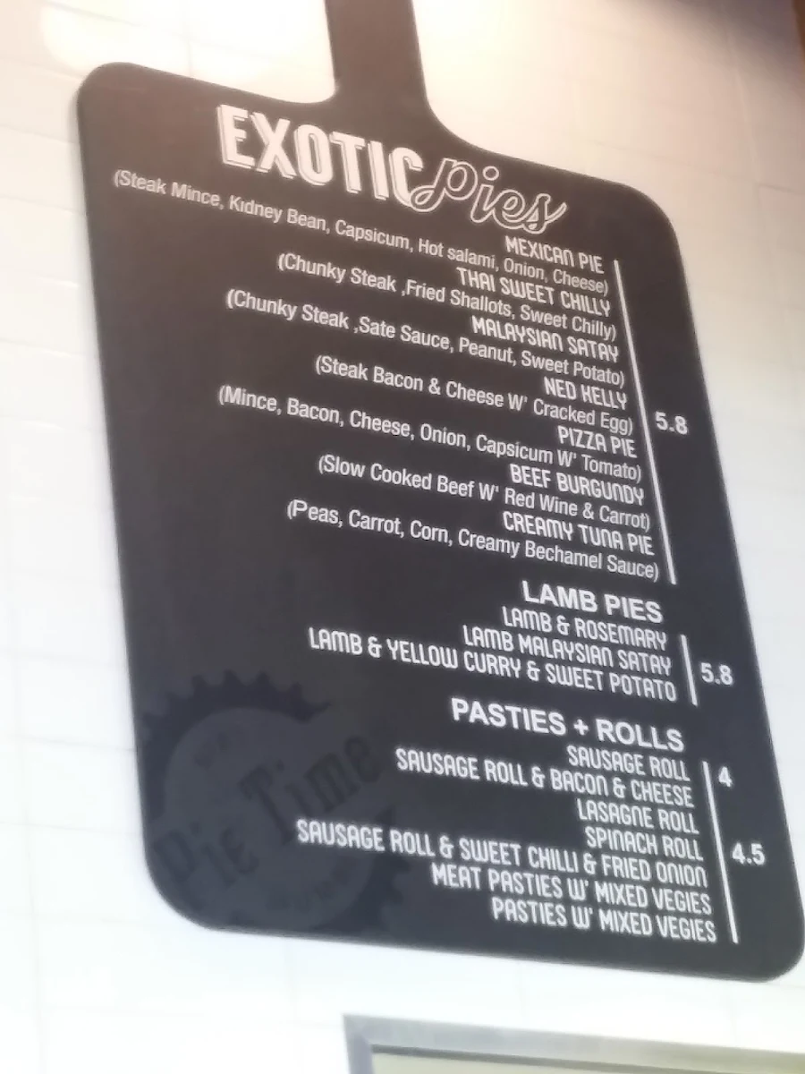 Menu, Pie Time