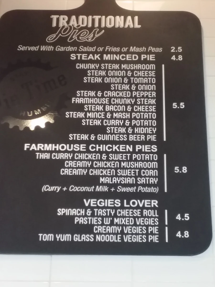Menu, Pie Time