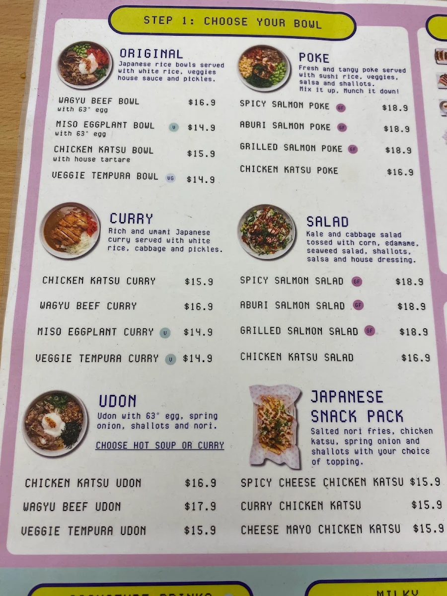 Menu, Future Canteen Malvern