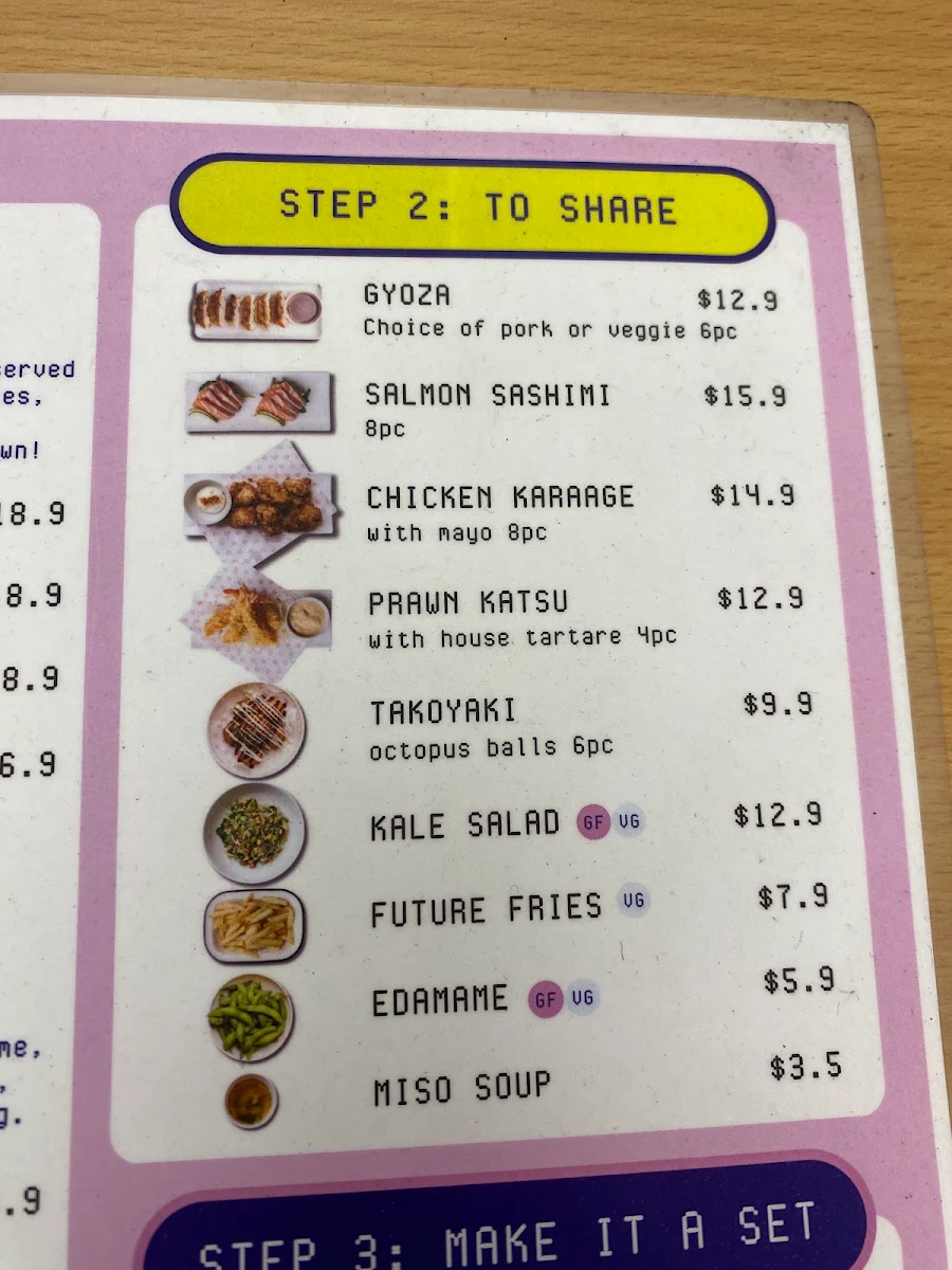 Menu, Future Canteen Malvern