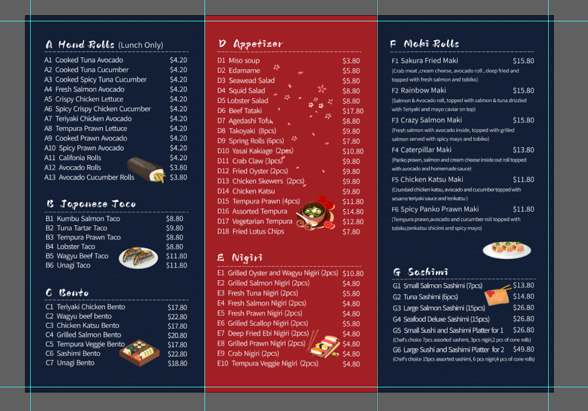 Menu, Sakura Izakaya