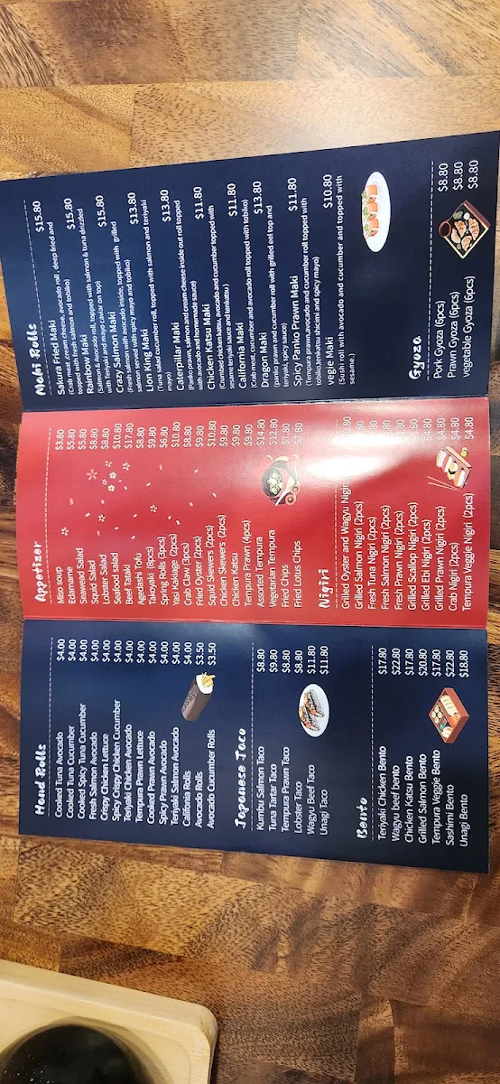 Menu, Sakura Izakaya