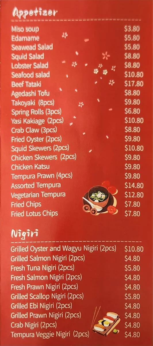 Menu, Sakura Izakaya