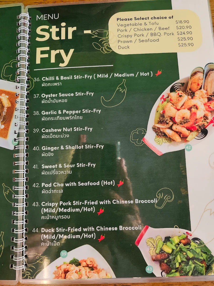 Menu, Jasmine Thai Street Food