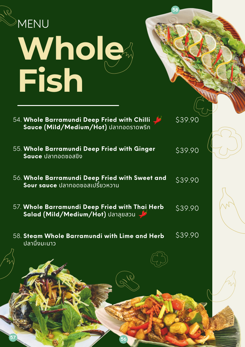 Menu, Jasmine Thai Street Food