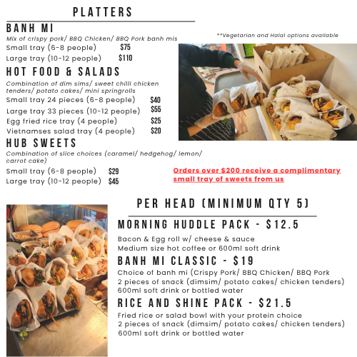 Menu, Workers Hub Cafe