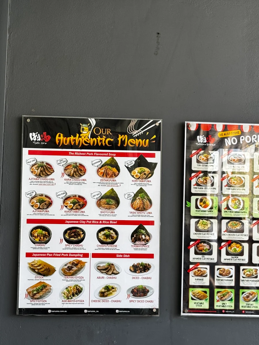 Menu, BARIUMA Ramen CBD