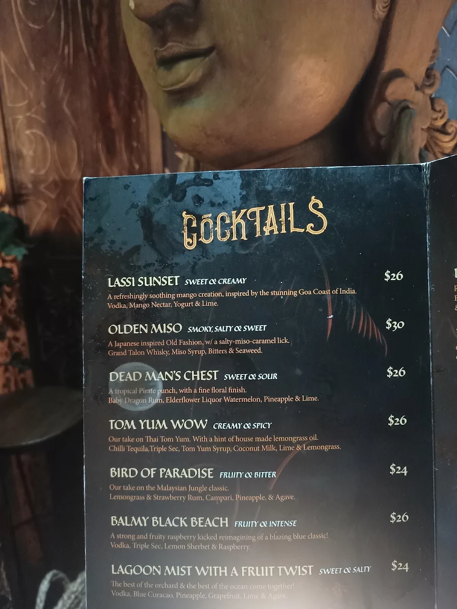Menu, Baby Dragon Bar