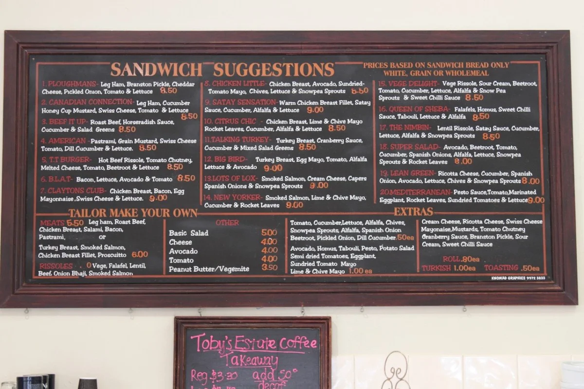 Menu, Tongue Teasers Gourmet Delicatessens