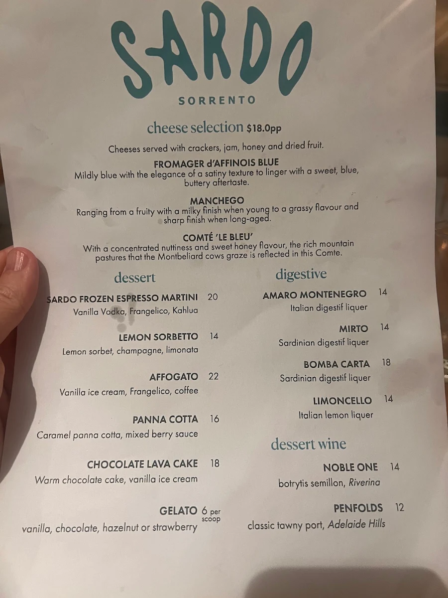 Menu, Sardo Sorrento