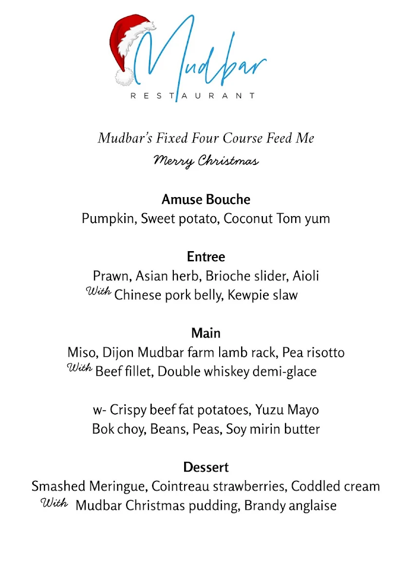 Menu, Mudbar Restaurant Launceston