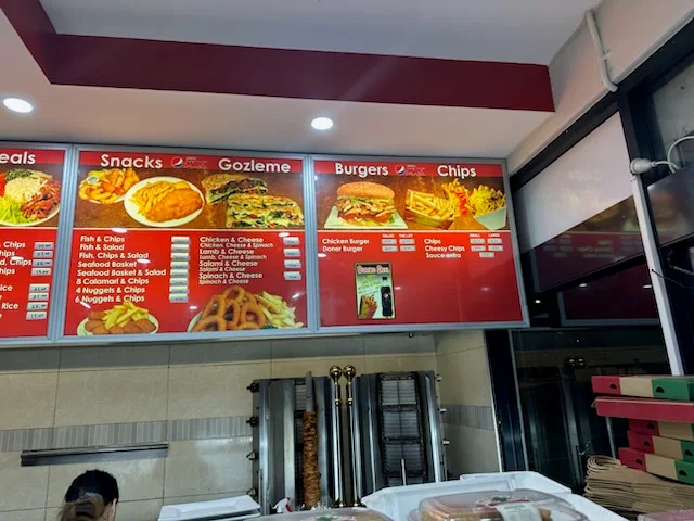 Menu, High Wycombe kebab house