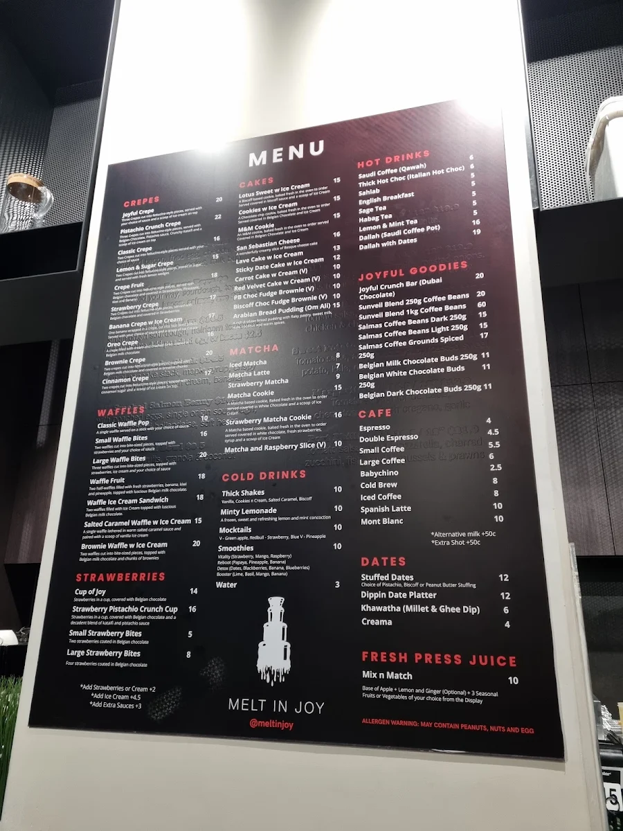 Menu, Melt In Joy
