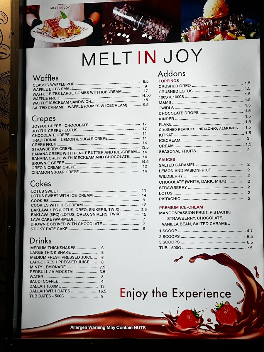 Menu, Melt In Joy