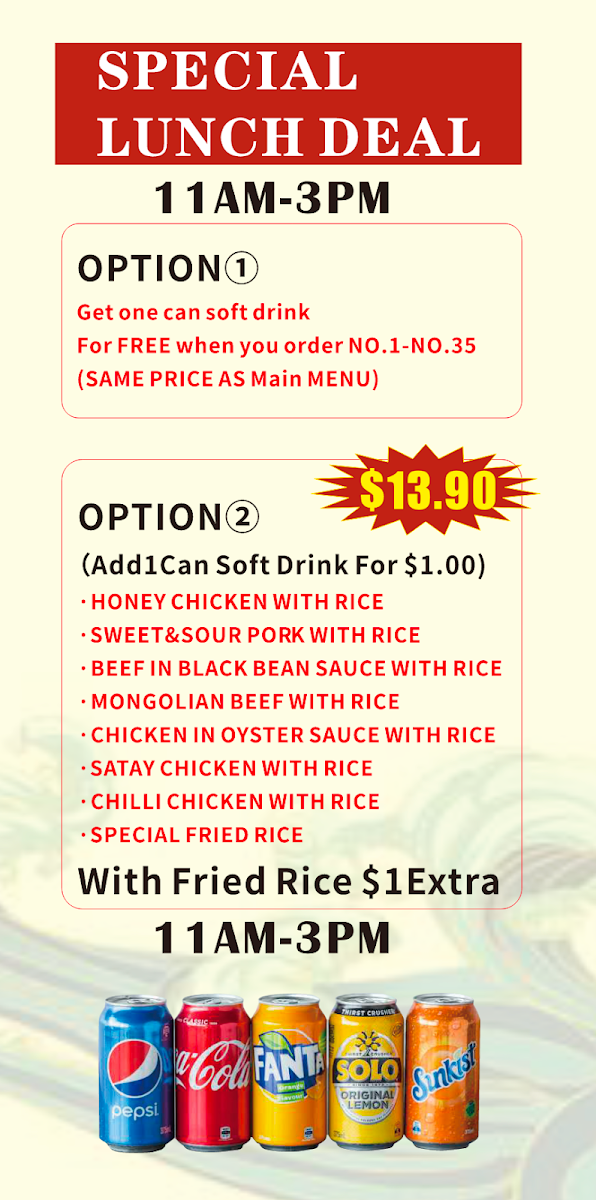 Menu, Umina Asian Noodle & Chinese
