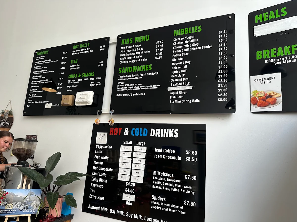 Menu, Mole Creek Takeaway