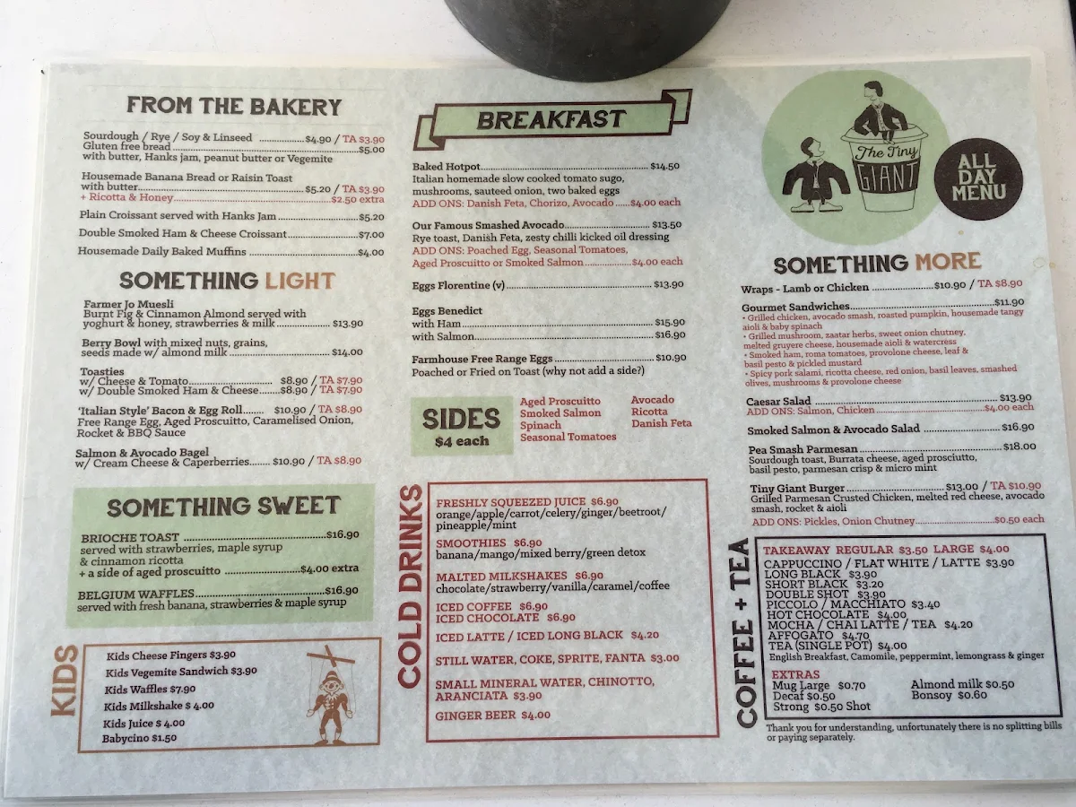 Menu, The Tiny Giant