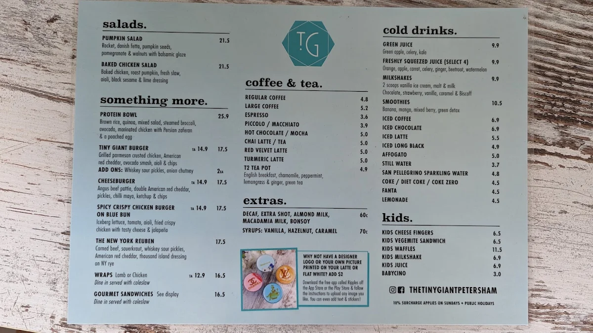 Menu, The Tiny Giant