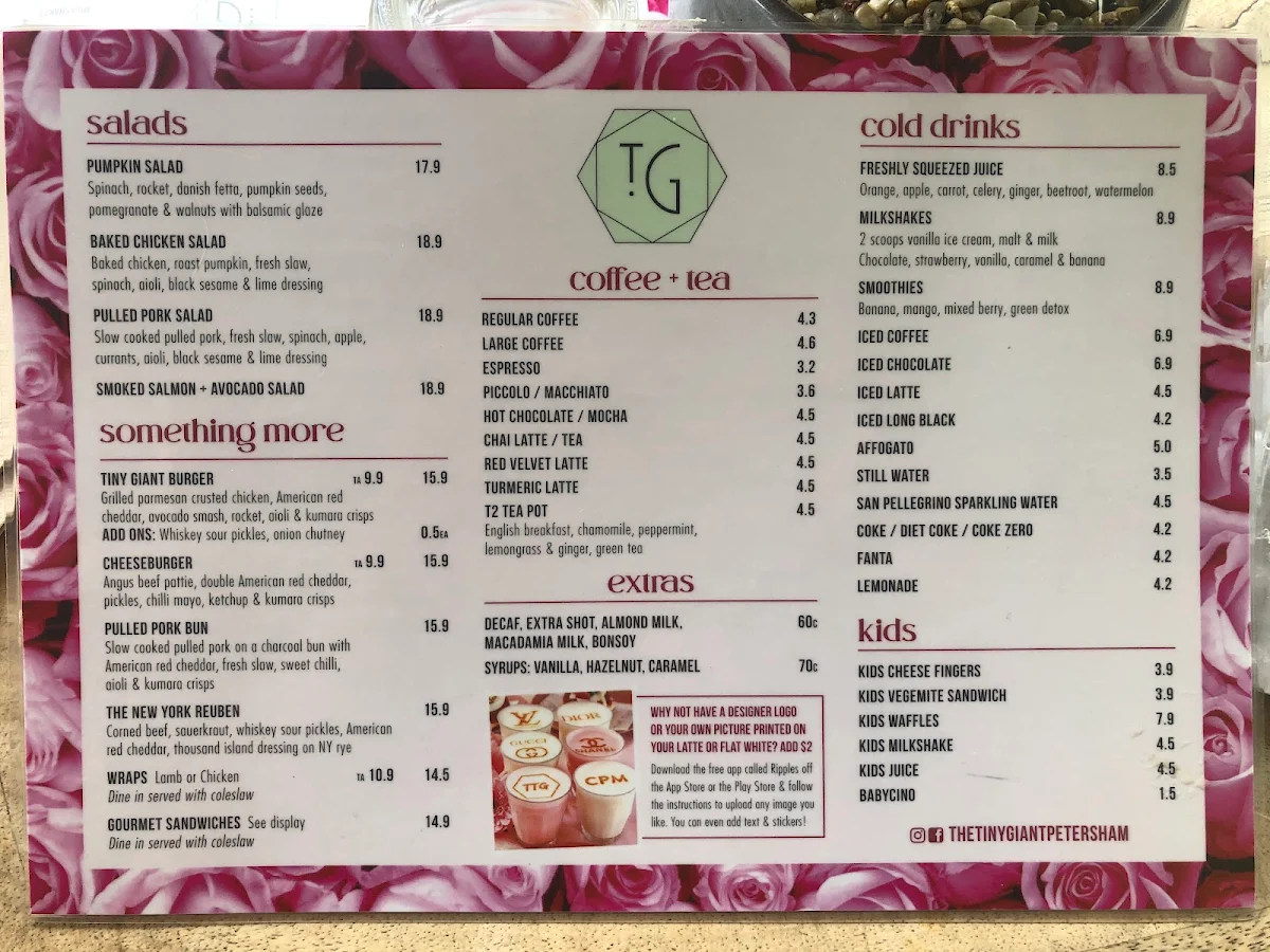 Menu, The Tiny Giant