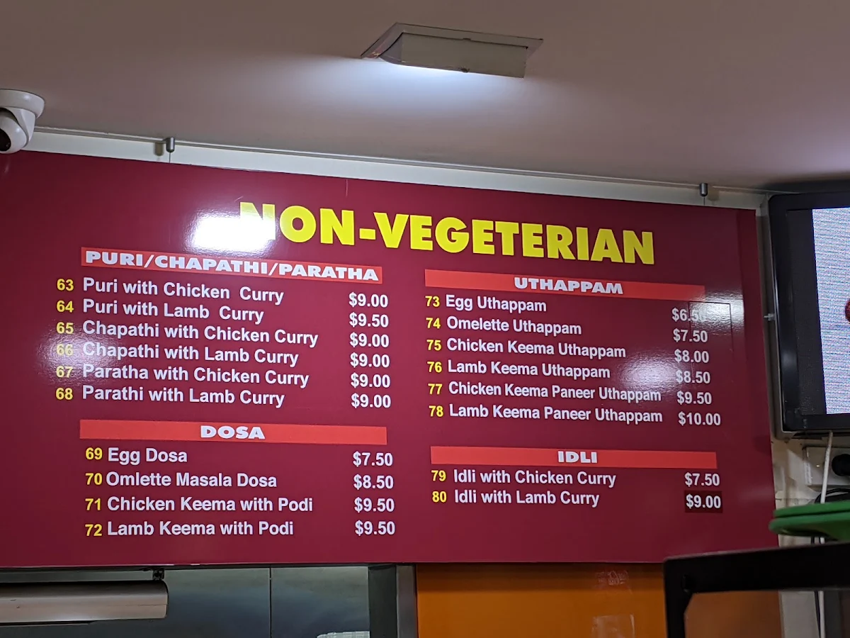 Menu, Vel Restaurant & Cafe