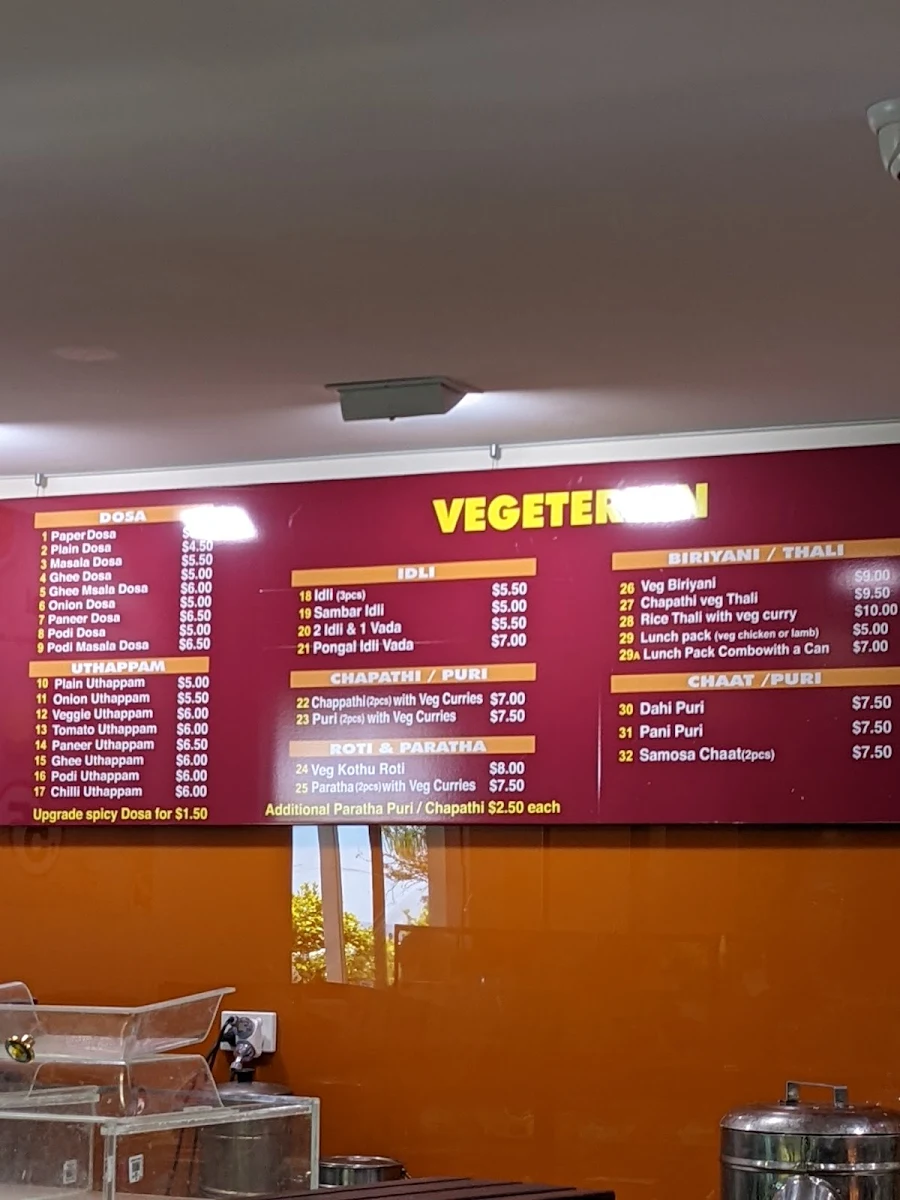 Menu, Vel Restaurant & Cafe