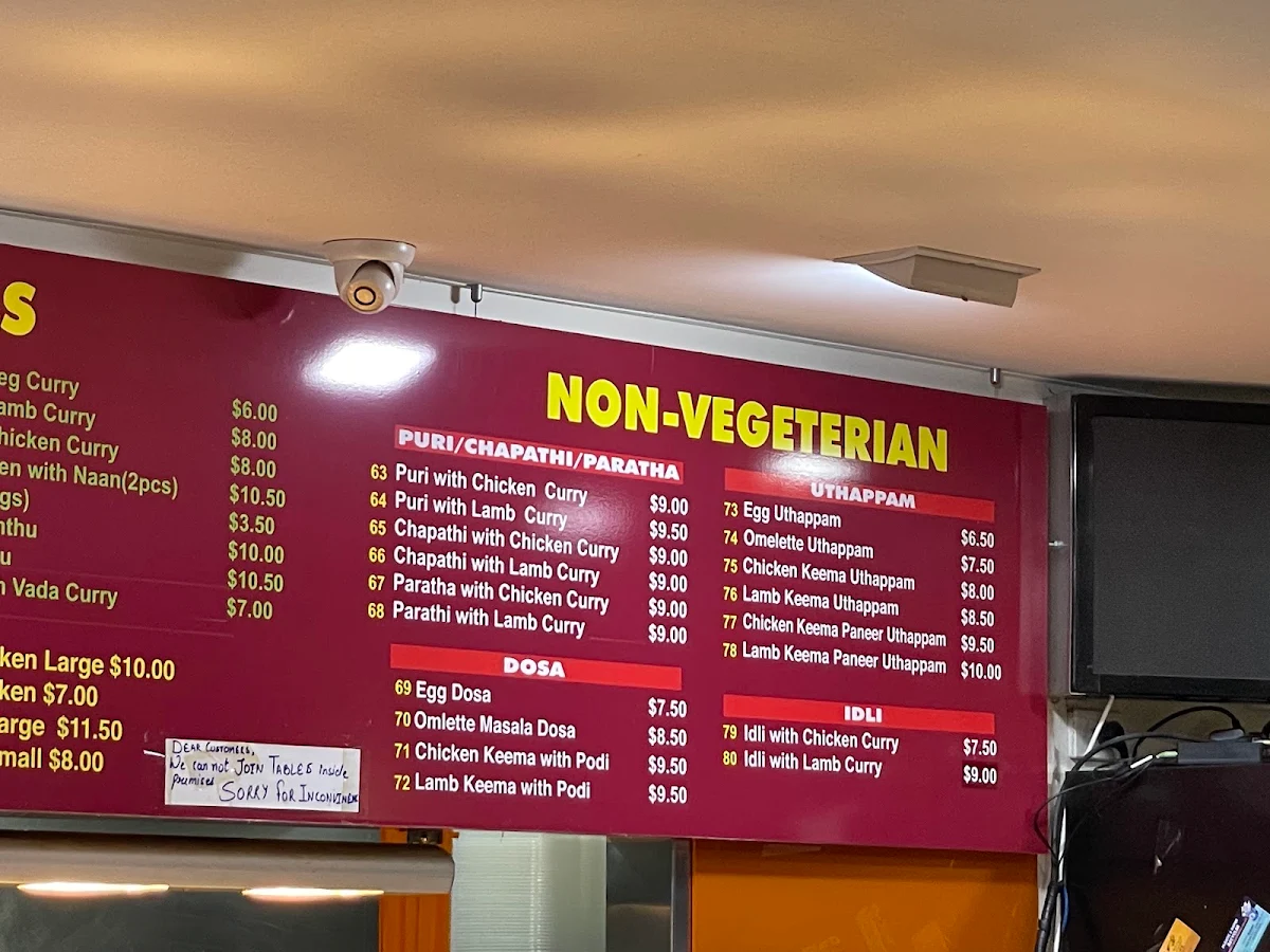 Menu, Vel Restaurant & Cafe