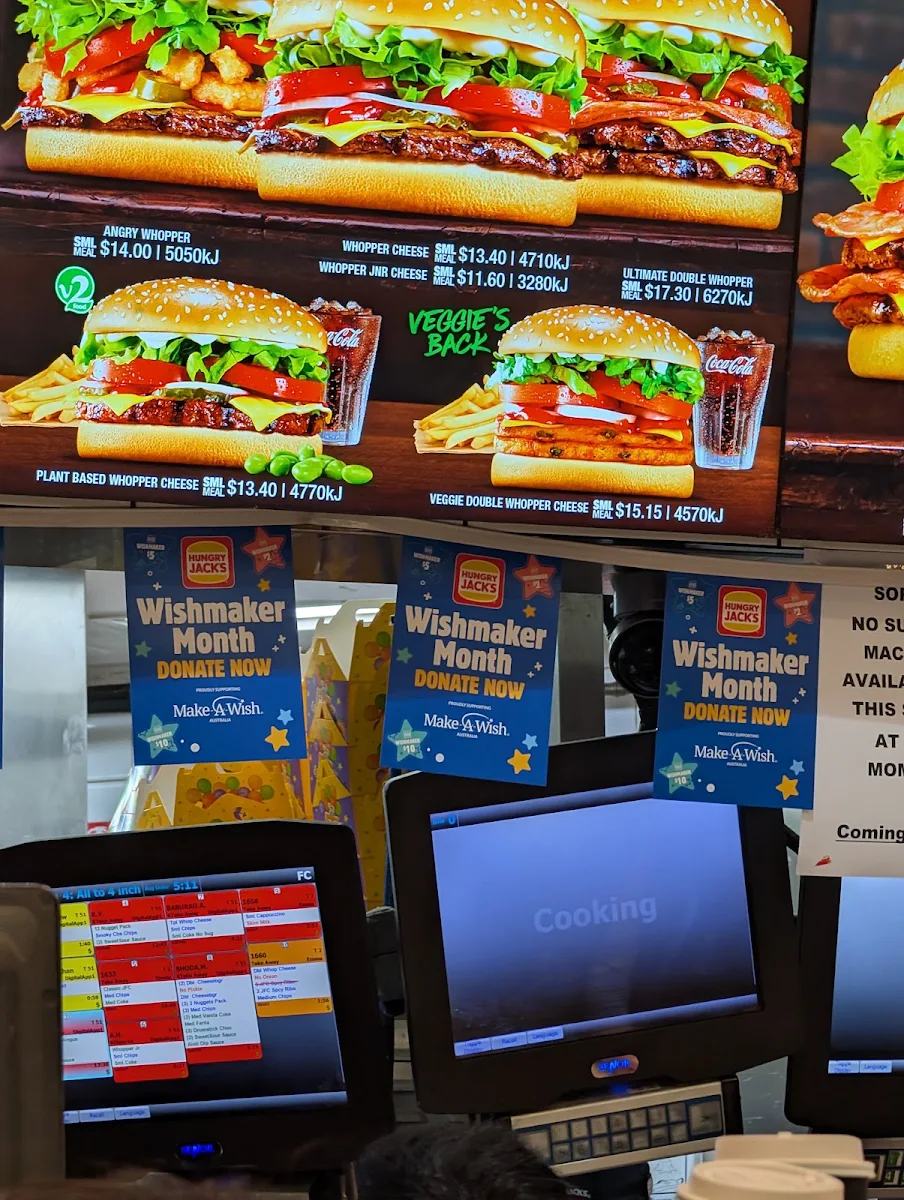 Menu, Hungry Jack's Burgers Macquarie Centre