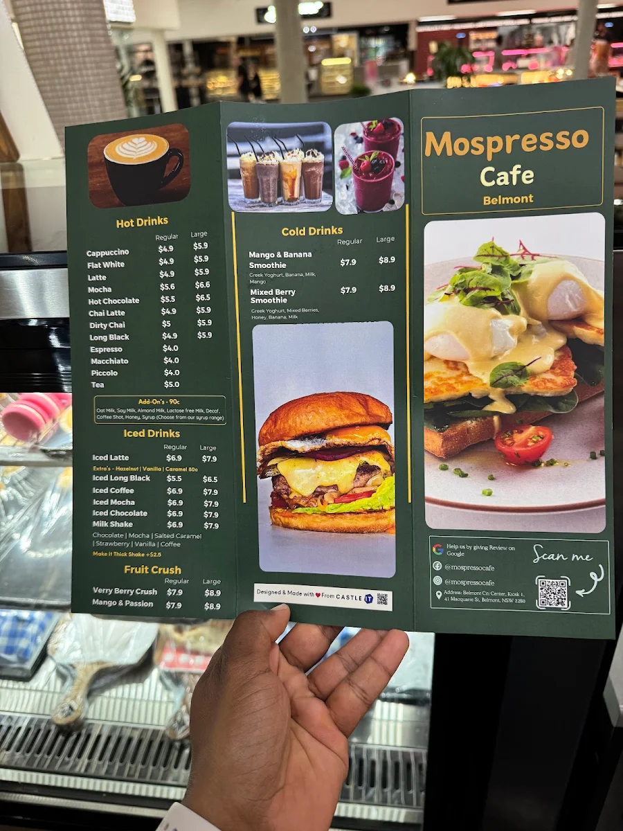 Menu, Mospresso Cafe