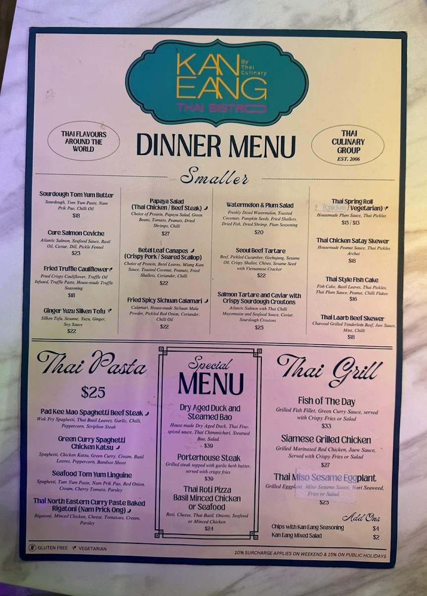 Menu, Kan Eang by Thai Culinary