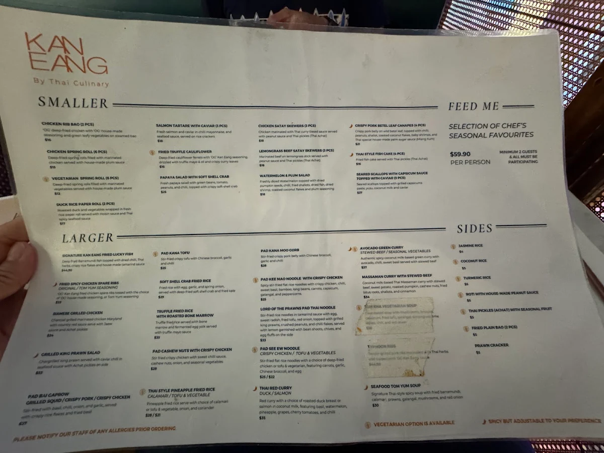 Menu, Kan Eang by Thai Culinary