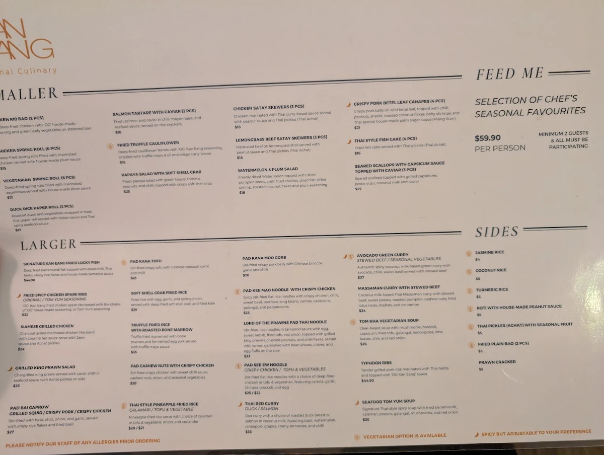 Menu, Kan Eang by Thai Culinary