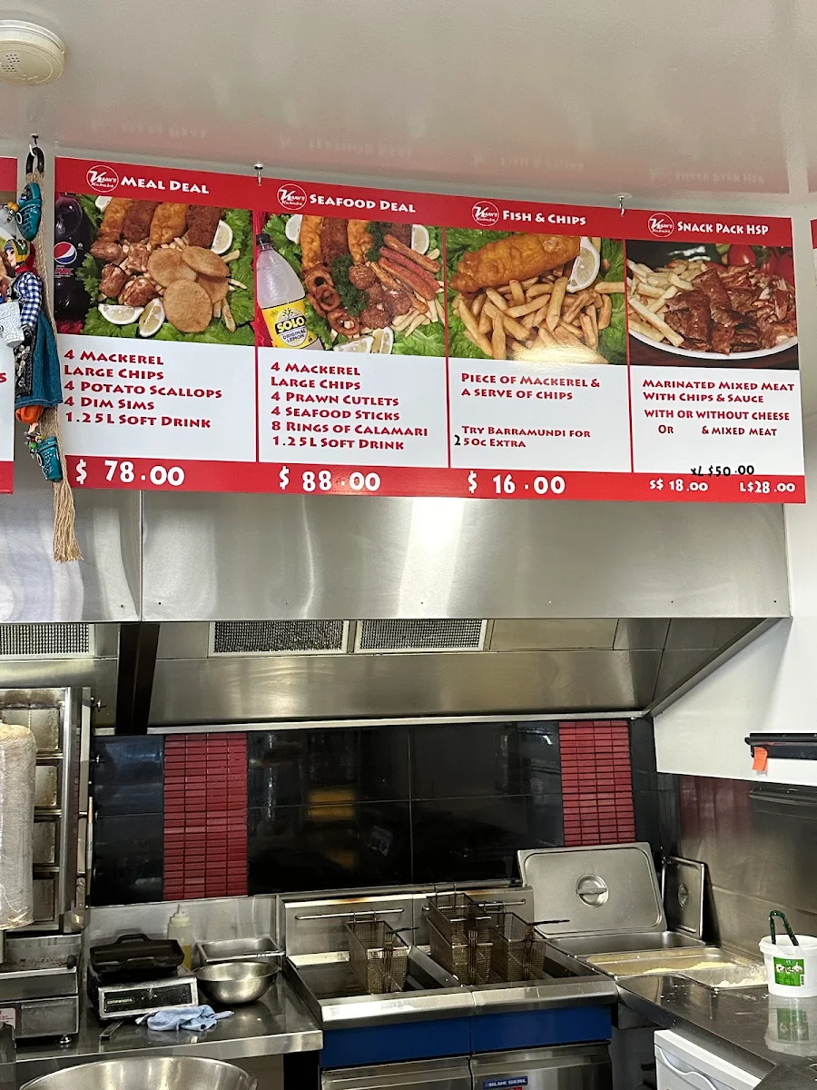Menu, Kaan's kebabs -fish & chips