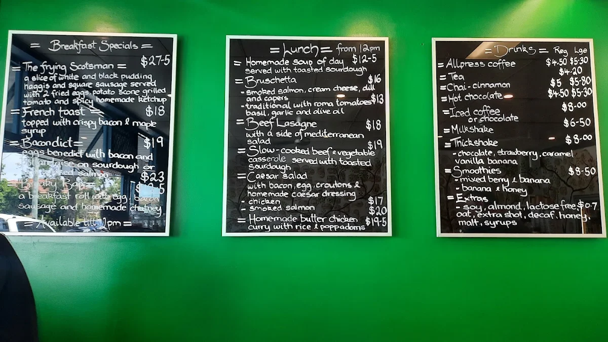 Menu, Village Grind Cafe
