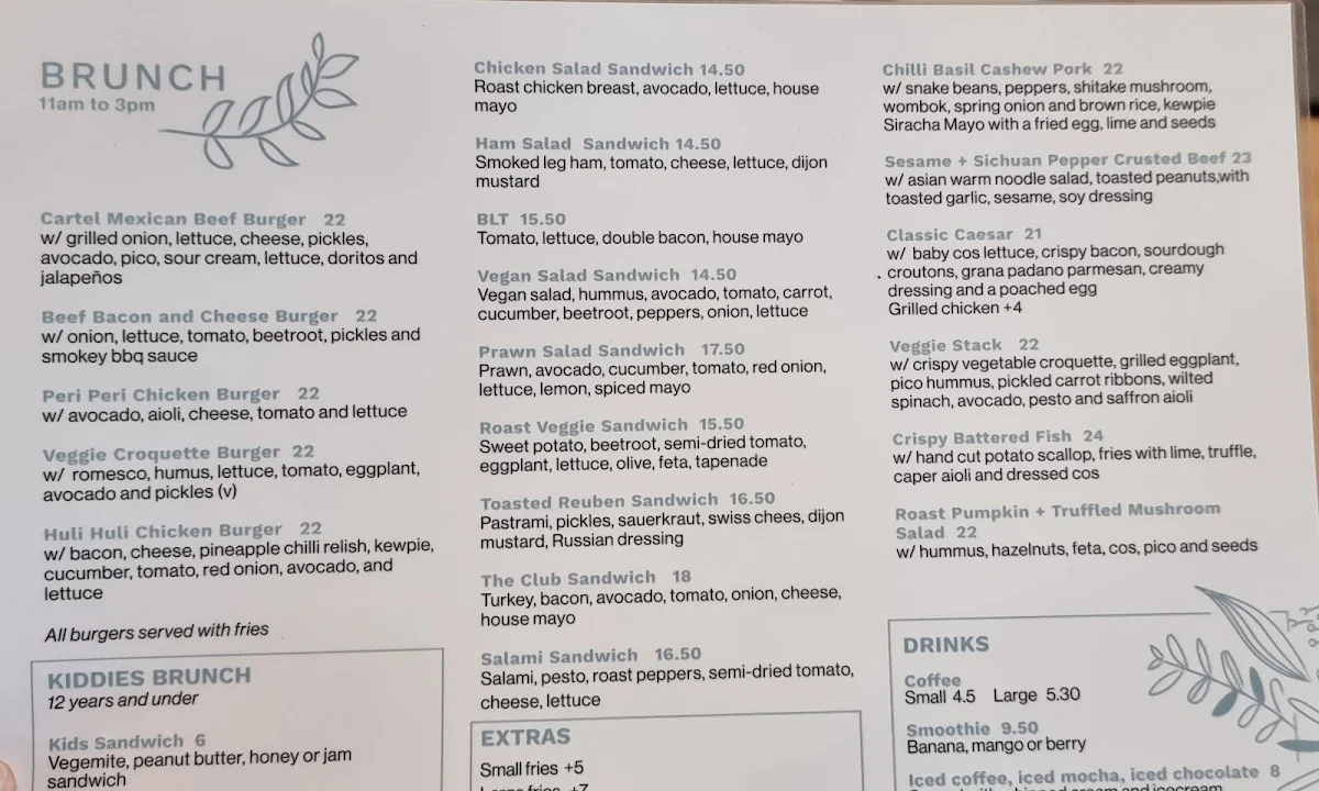 Menu, The Deli