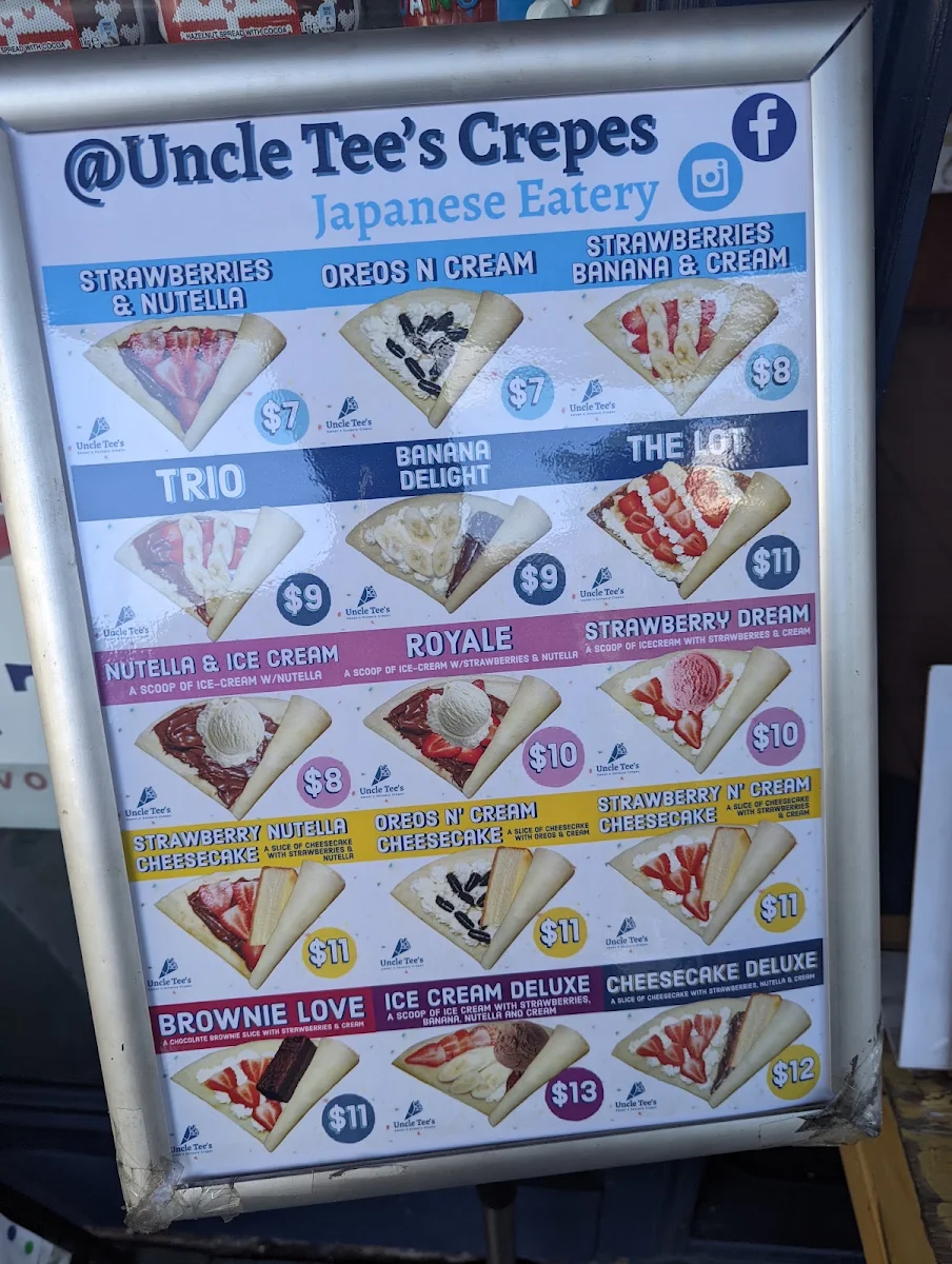 Menu, Uncle Tee's Crepes Newtown