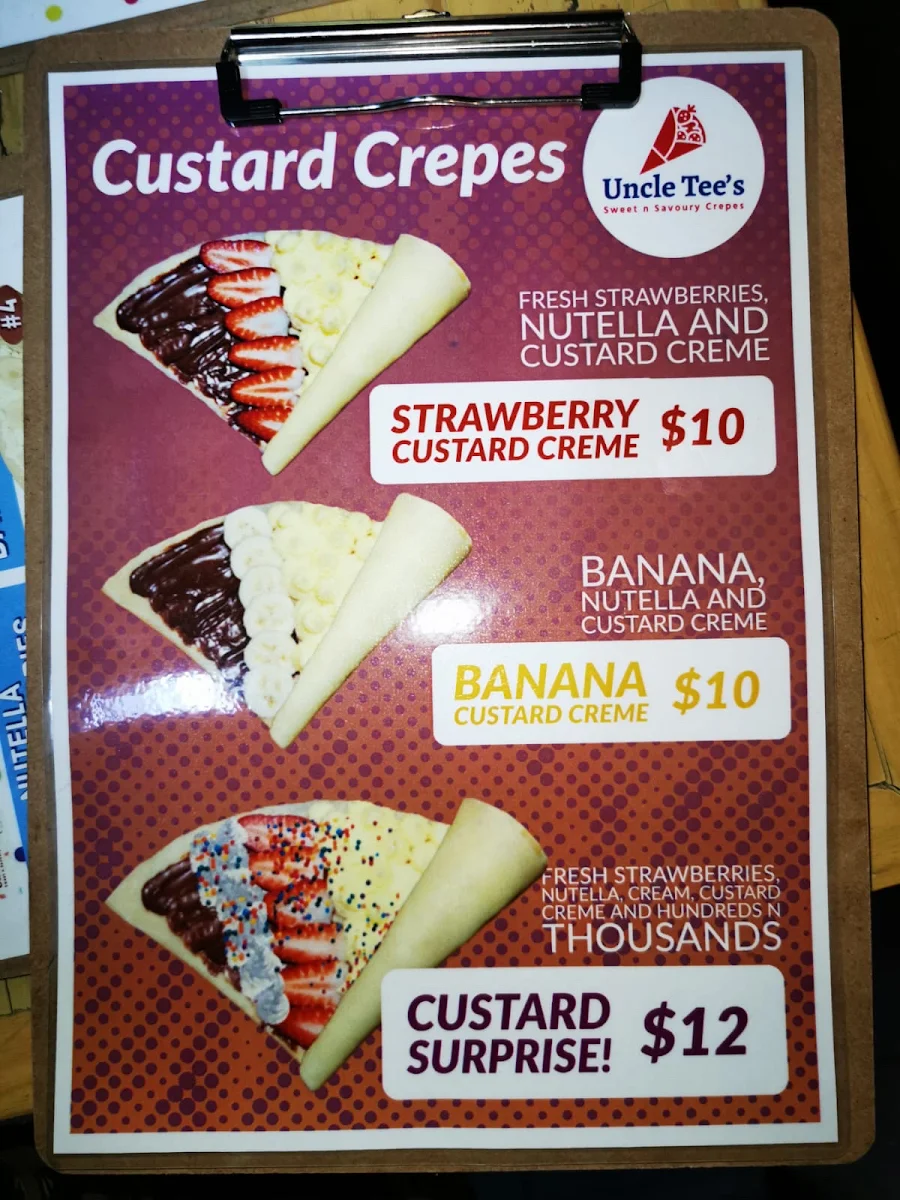 Menu, Uncle Tee's Crepes Newtown