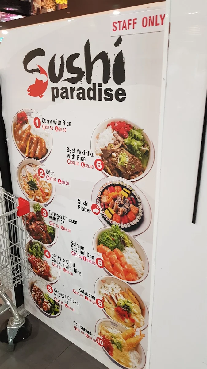 Menu, Sushi Paradise