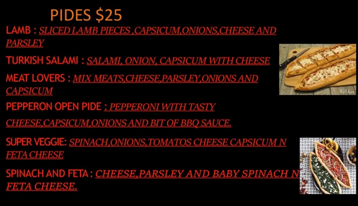 Menu, Lanyon Kebab