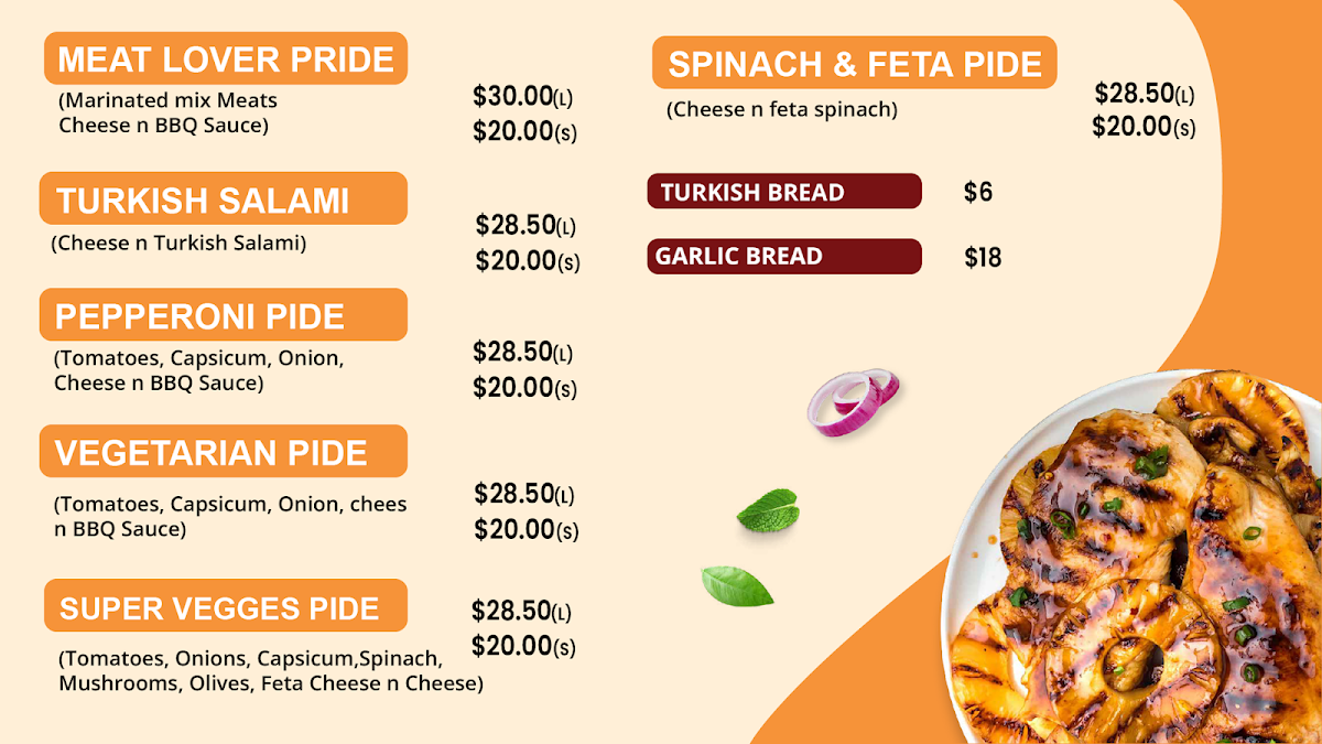 Menu, Lanyon Kebab