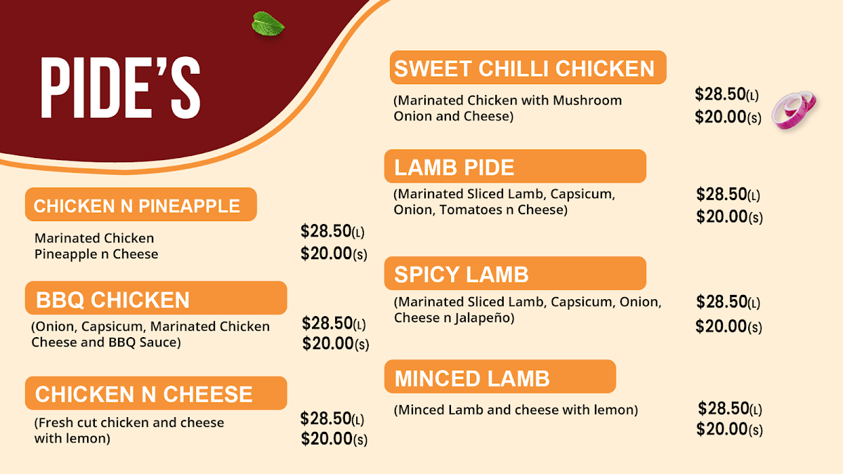 Menu, Lanyon Kebab