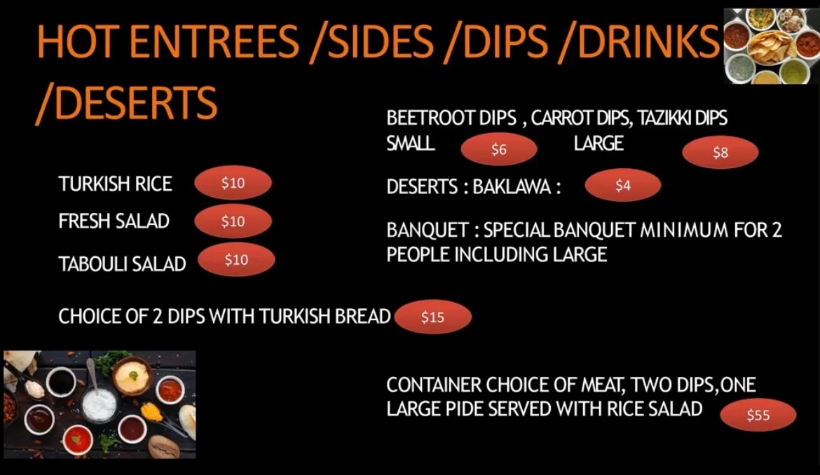 Menu, Lanyon Kebab