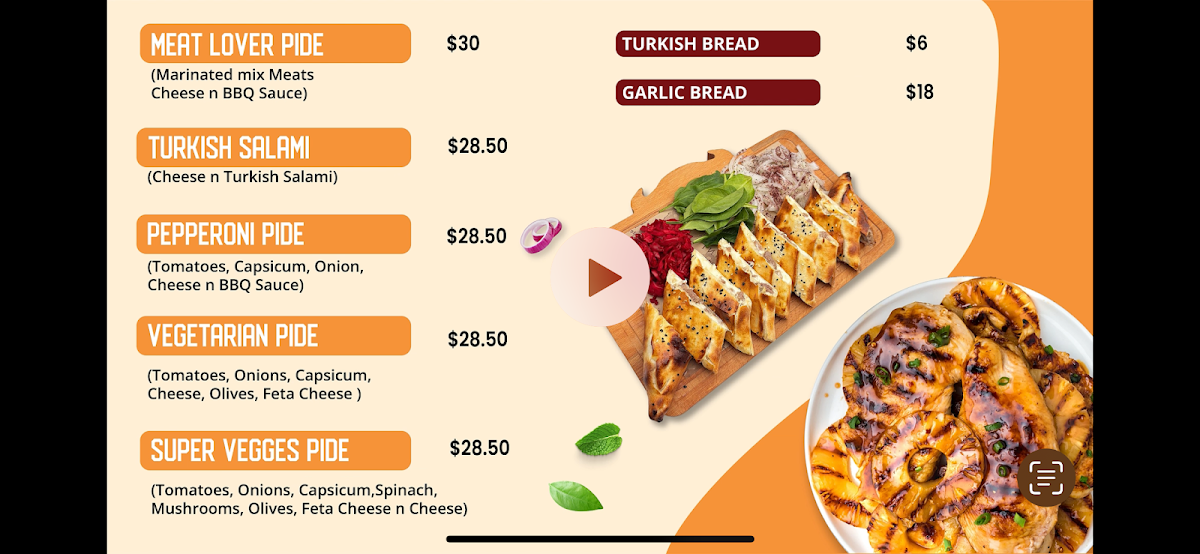 Menu, Lanyon Kebab