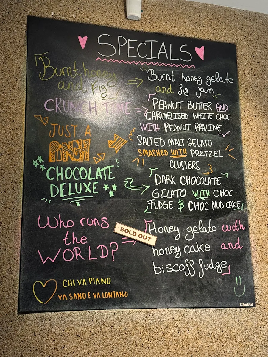 Menu, Gelato Messina Bondi