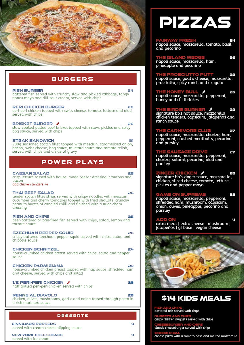 Menu, Bullseye Birdies