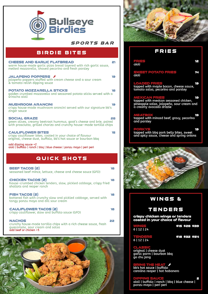 Menu, Bullseye Birdies