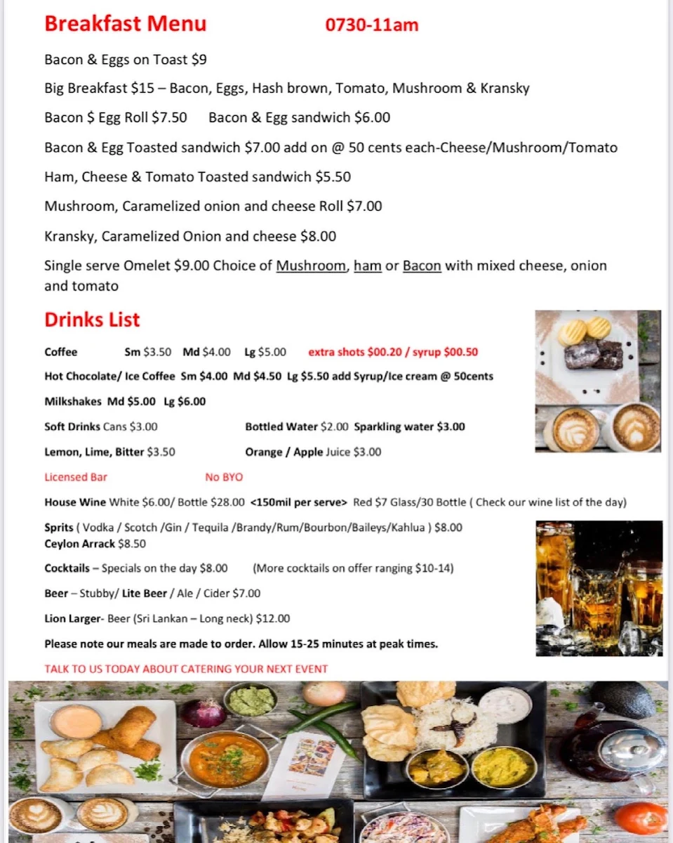 Menu, Ceylon Girl's