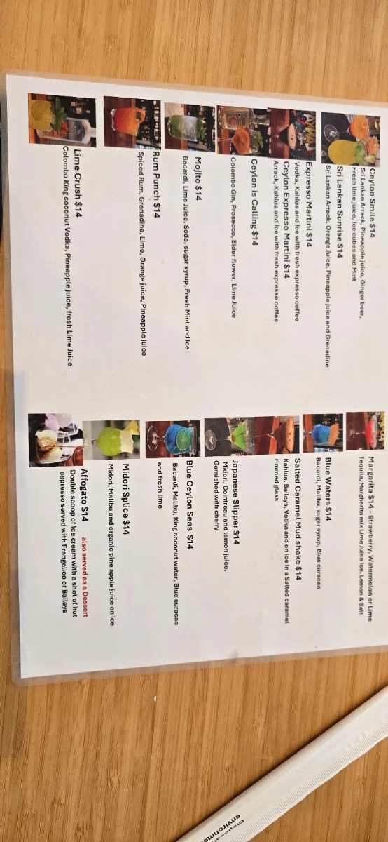 Menu, Ceylon Girl's