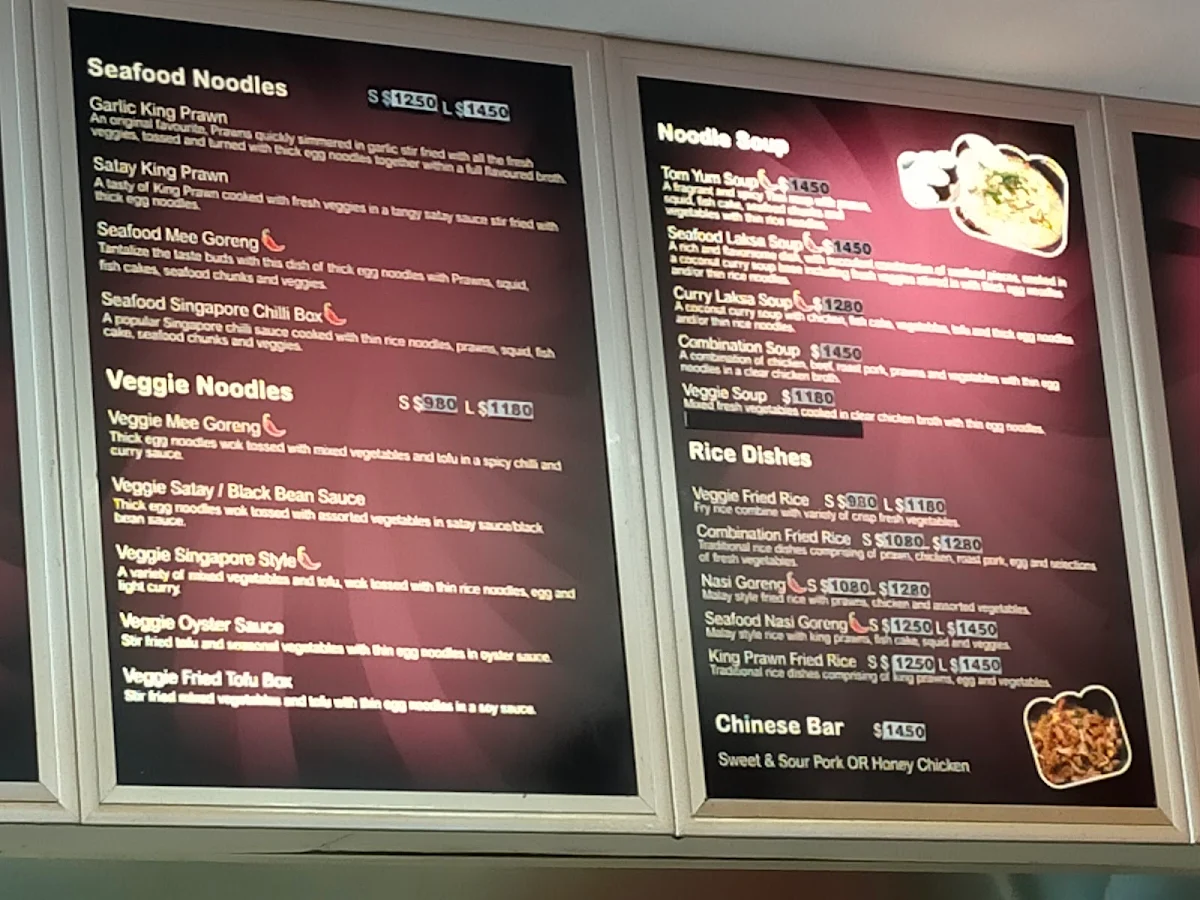 Menu, W2 Noodle & Sushi