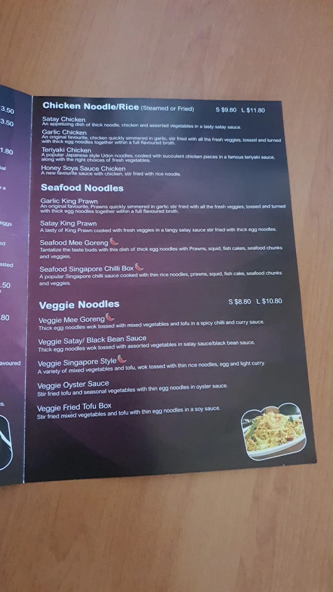 Menu, W2 Noodle & Sushi